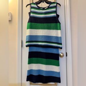 New York & Company Striped Sleeveless 2 pc Knit Skirt Set Size XL